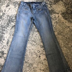 Medium-wash Bootcut Jean w/Silver accents